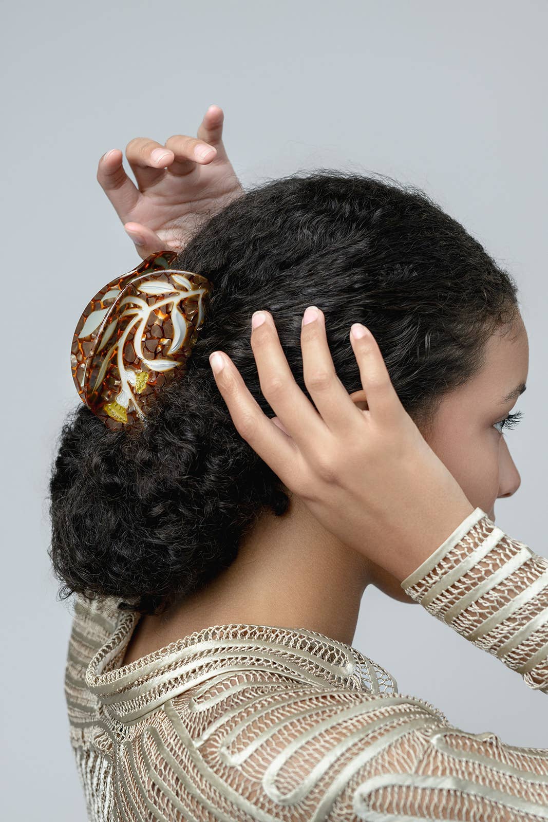 Brown Artemisia Floral XLHair Claw