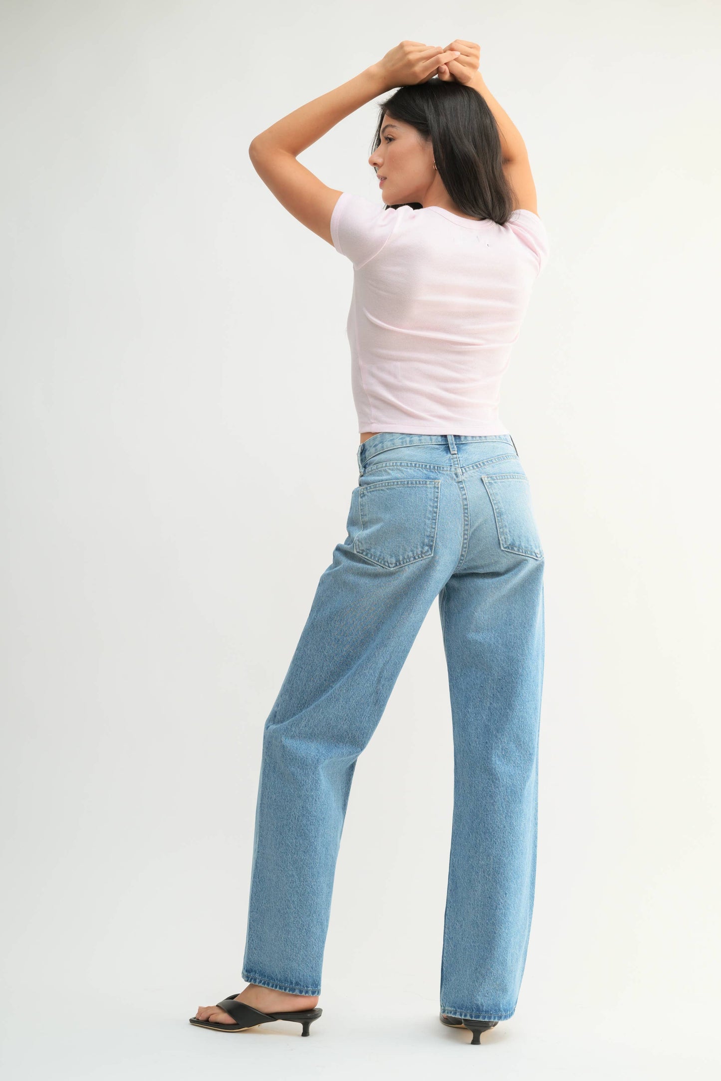 Mid Rise Light Wash Relaxed Straight Jean - 100% Cotton