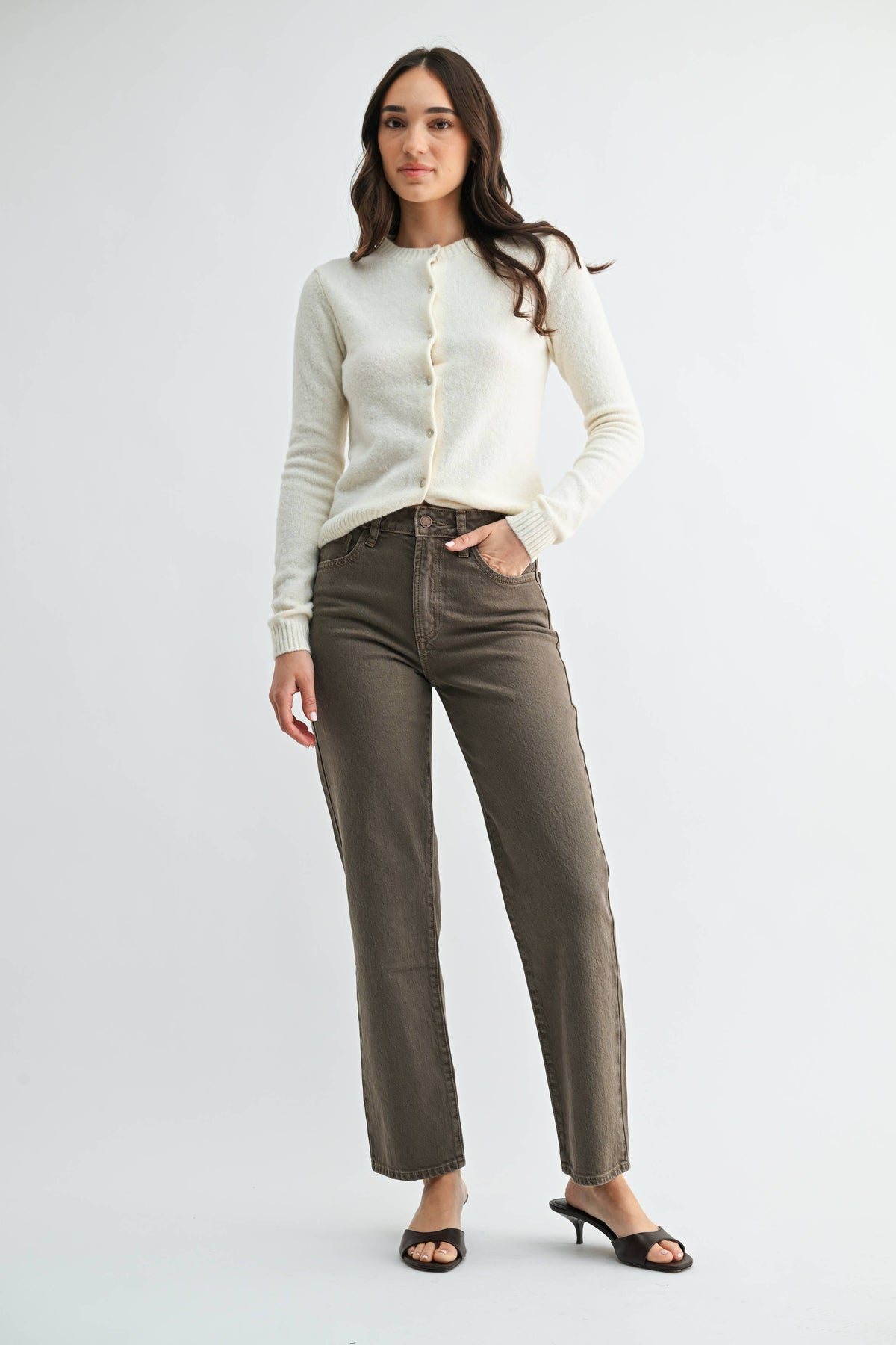Vintage Brown Slim Straight Jeans