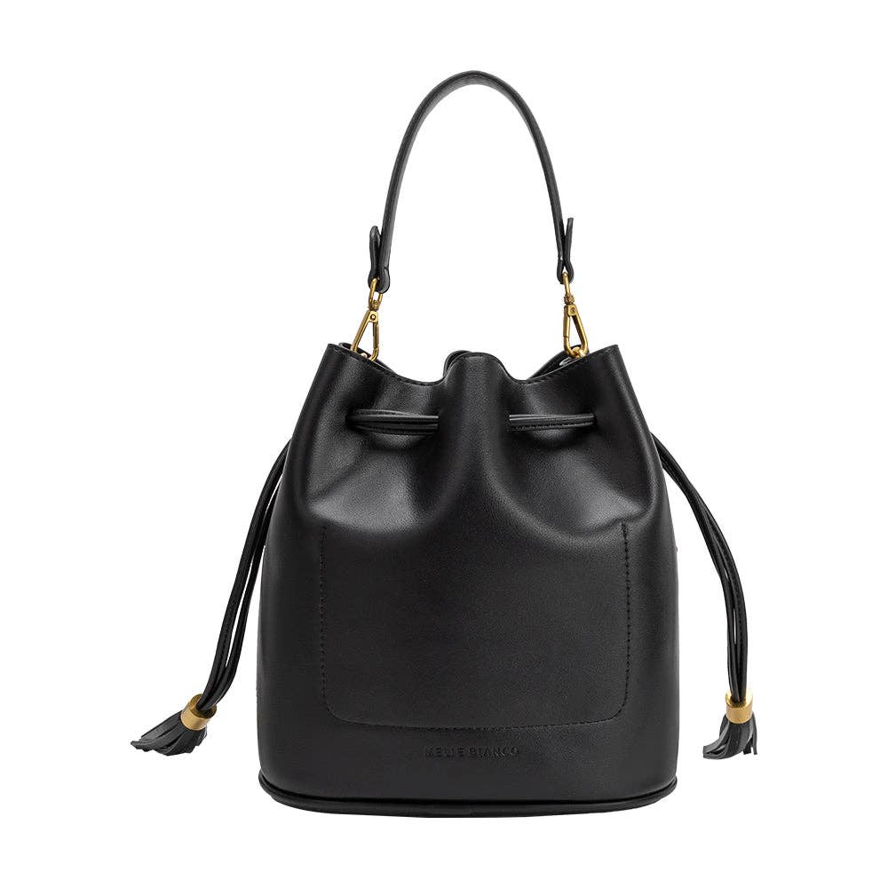 Janae Black Vegan Leather Top Handle Bag