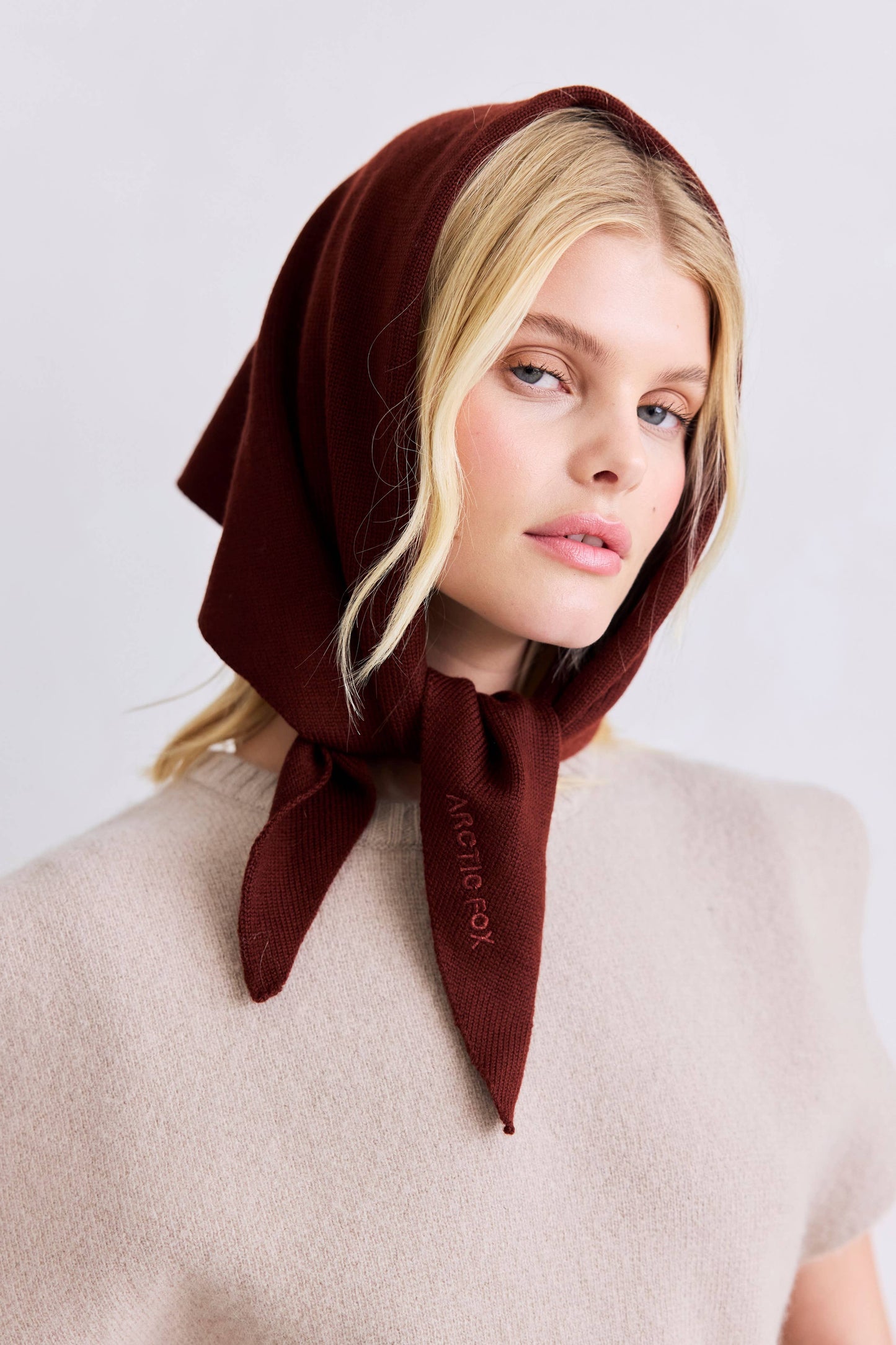 Dark Walnut Brown Wool Triangle Scarf