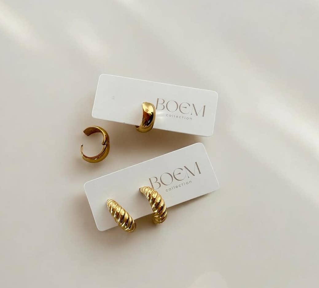 Chunky Gold Huggie Hoop Earrings