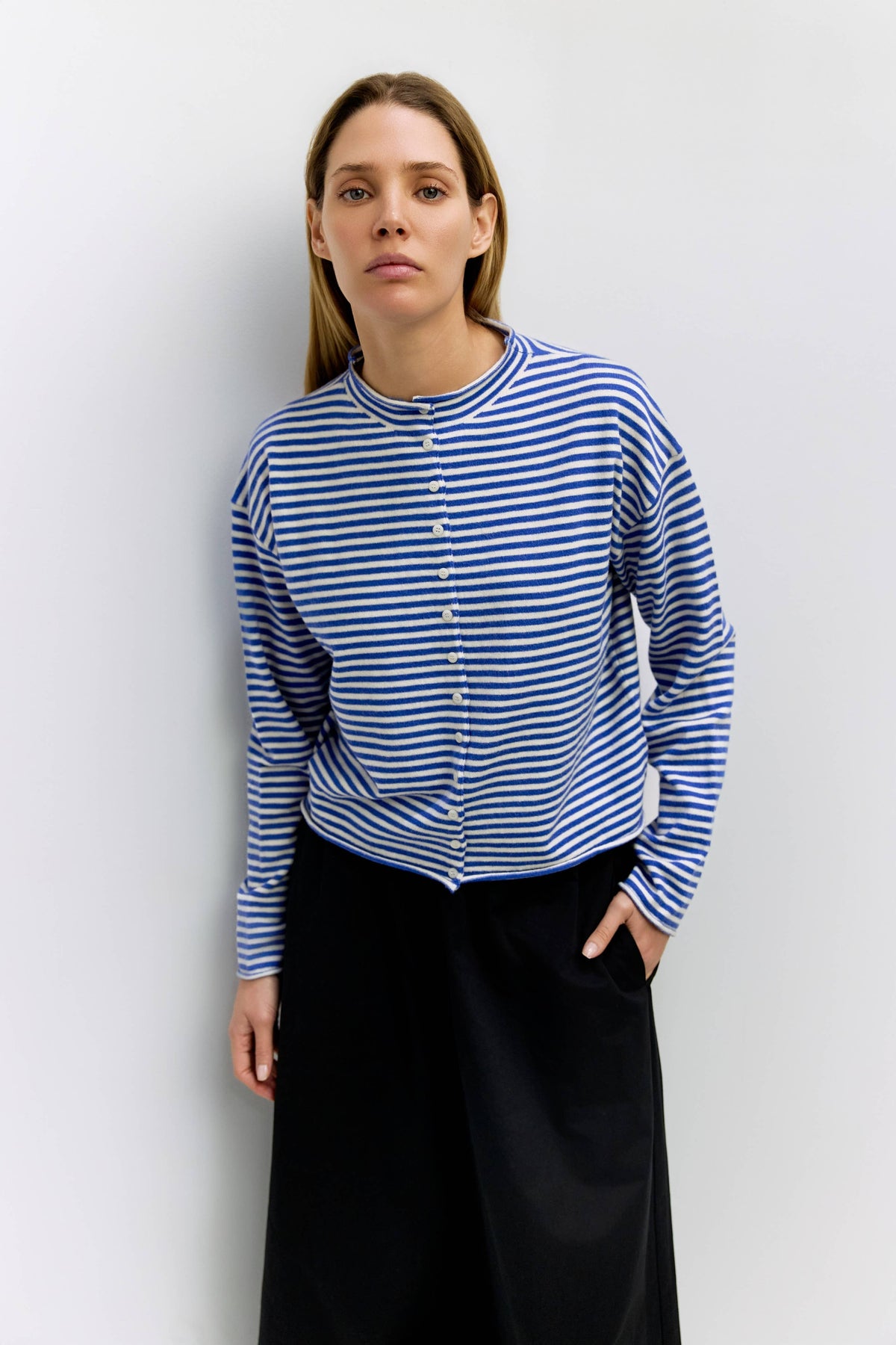 Striped Rolled Edge Cardigan