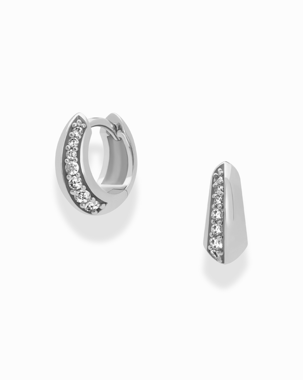 Silver Pave Huggie Earrings