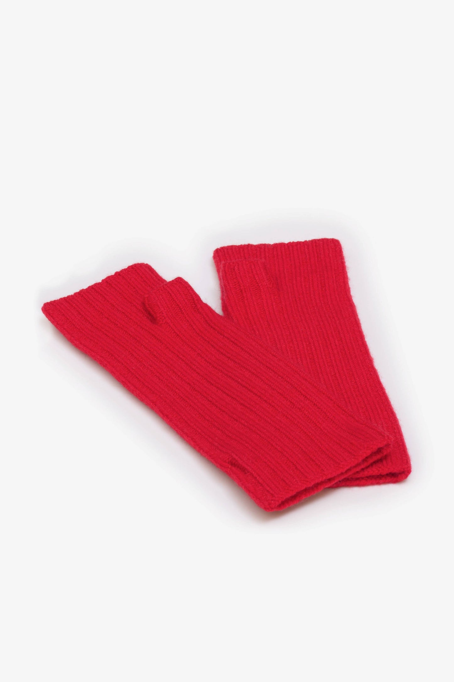 Flame Red Wool Fingerless Gloves