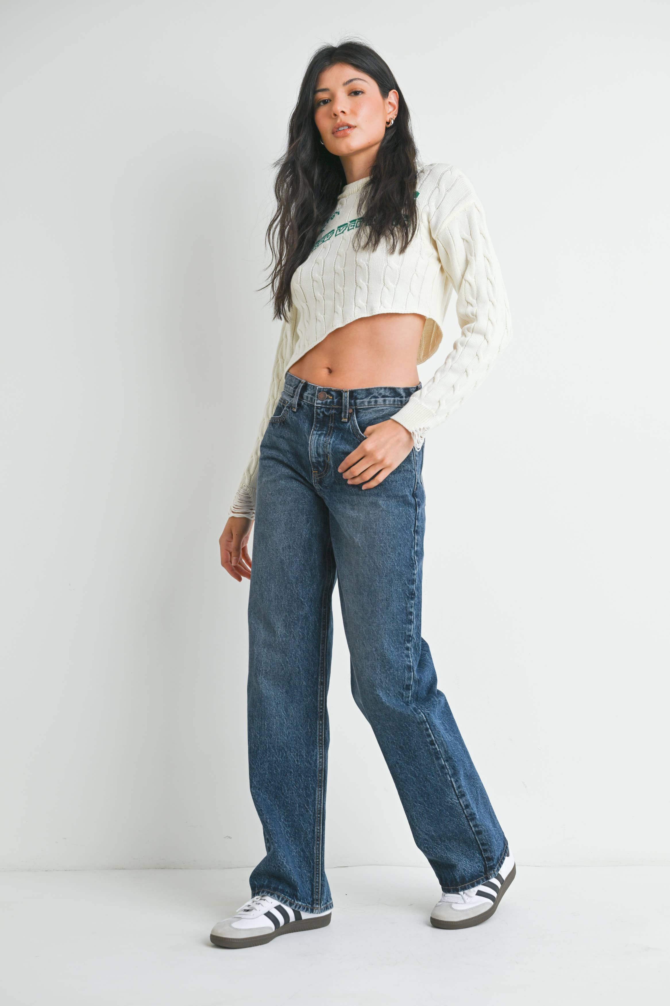 Mid Rise Dark Wash Relaxed Straight Jean - 100% Cotton – Rising