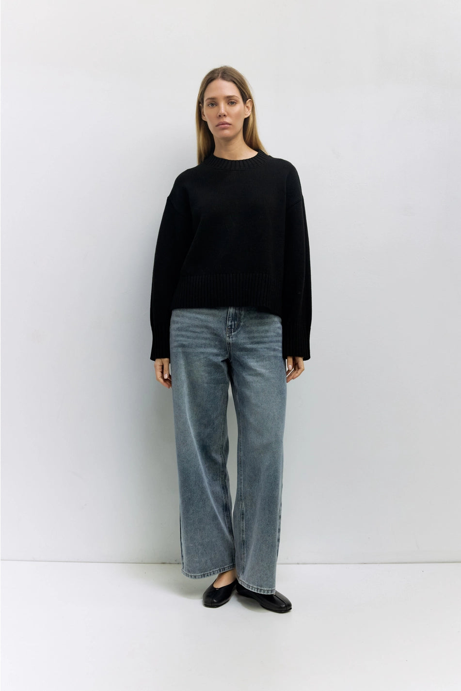 Cotton Ribbed Knit Pullover Sweater