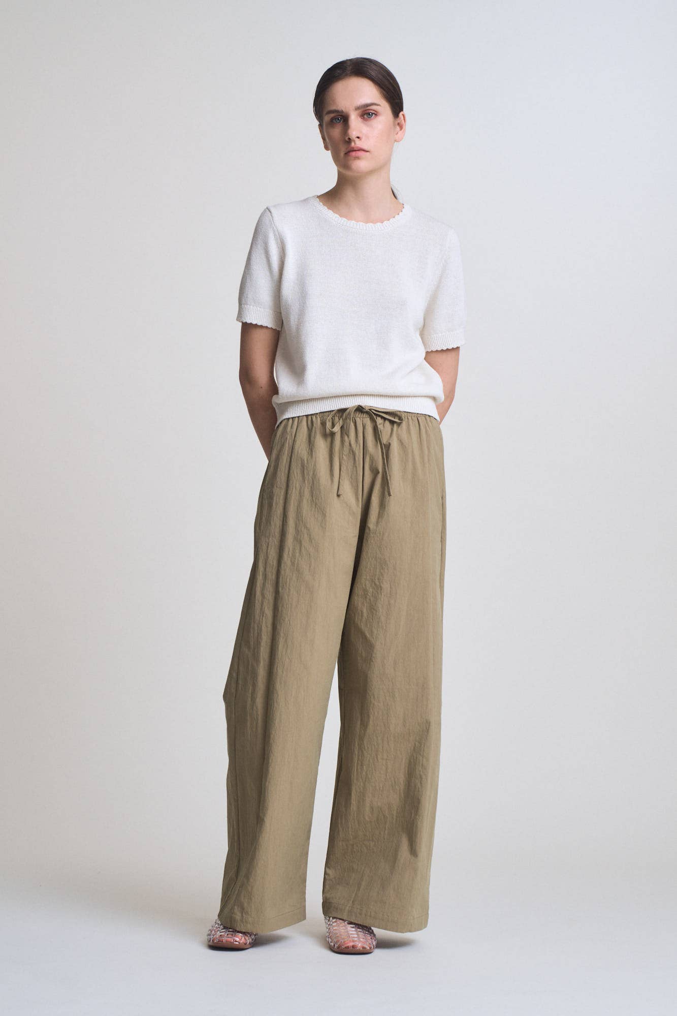 White Cotton Linen Short Sleeve Knit