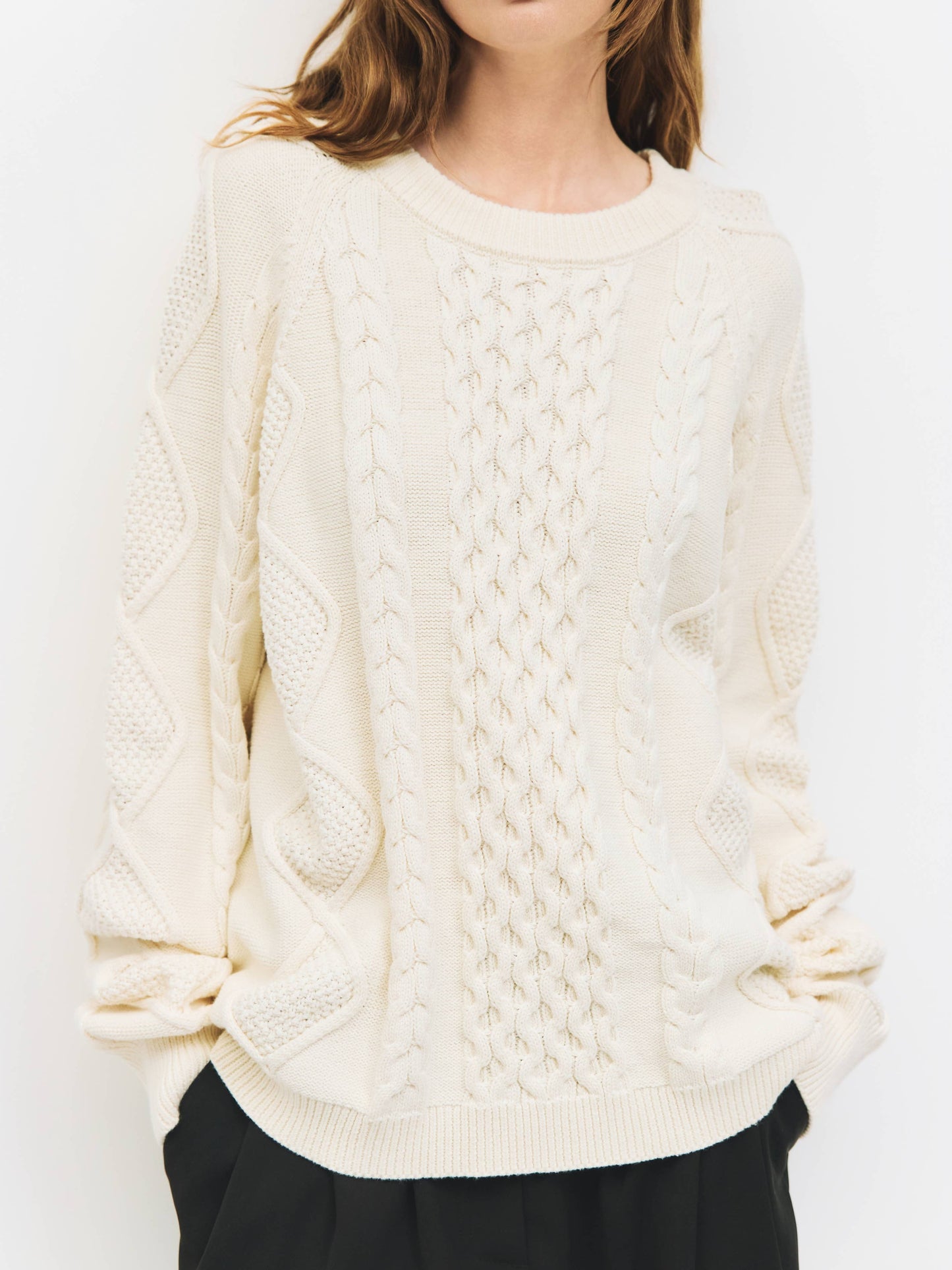 Cotton Cable Knit Pullover Sweater