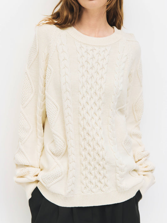 Cotton Cable Knit Pullover Sweater