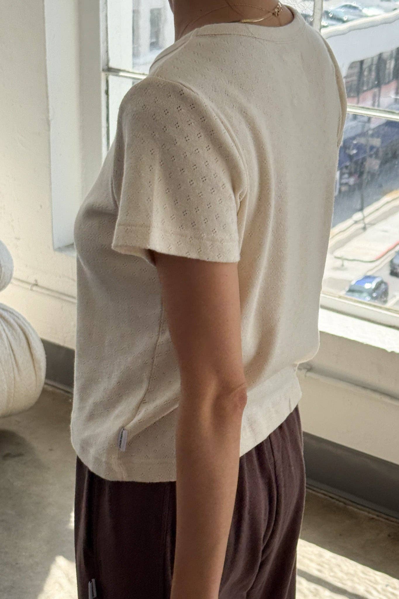 Naturel Pointelle Babe Tee