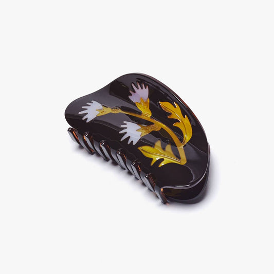 Women's Milk Thistle Hair Claw Dark Brown and Gold Acetate