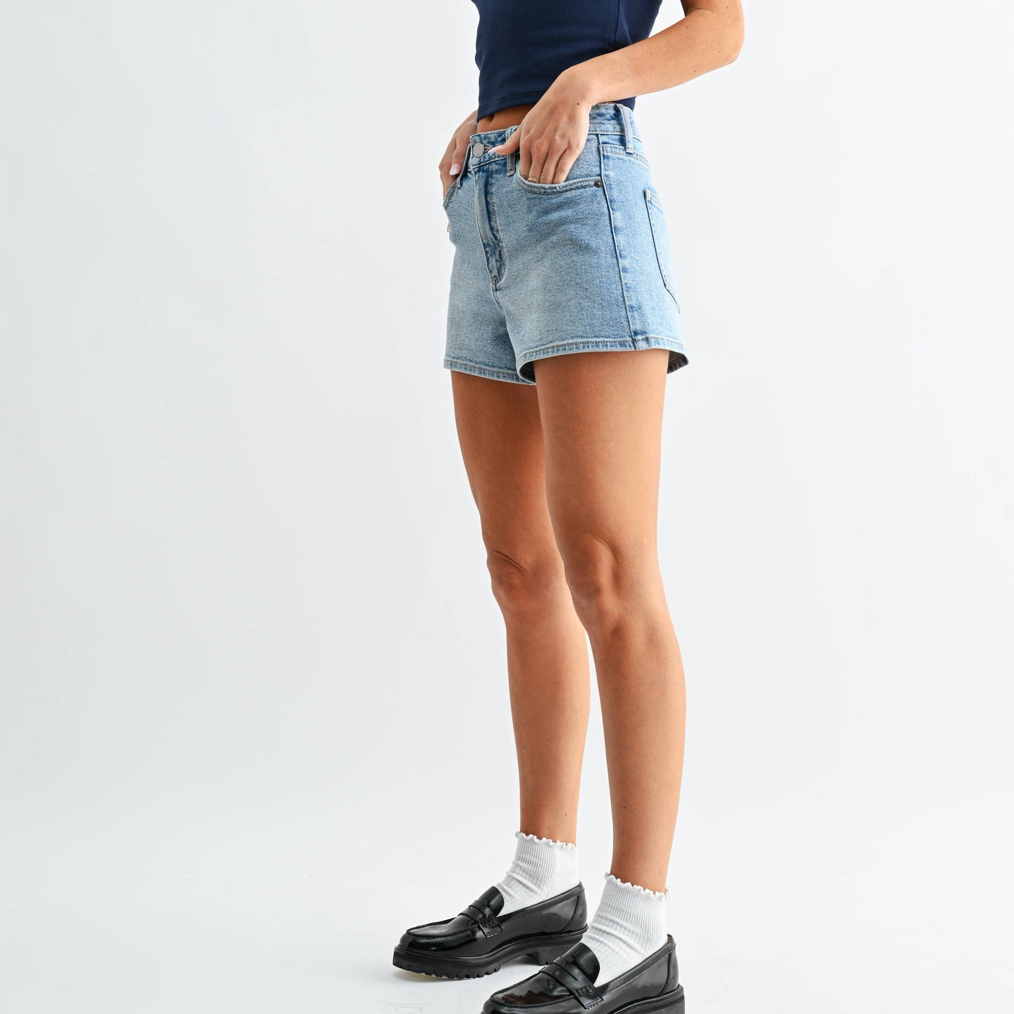 Light Wash Classic Hem Denim Short