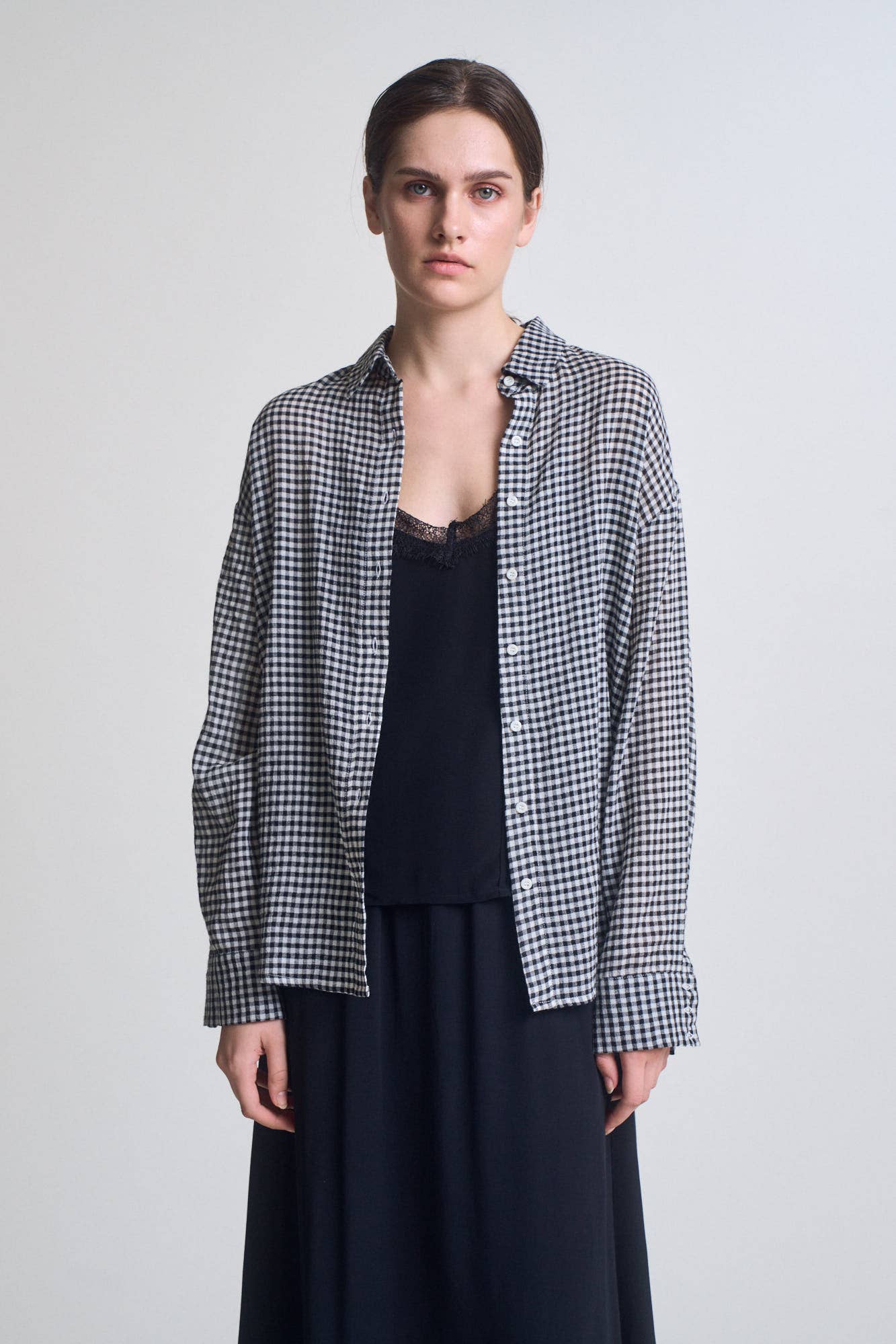Black Check Button Up Shirt