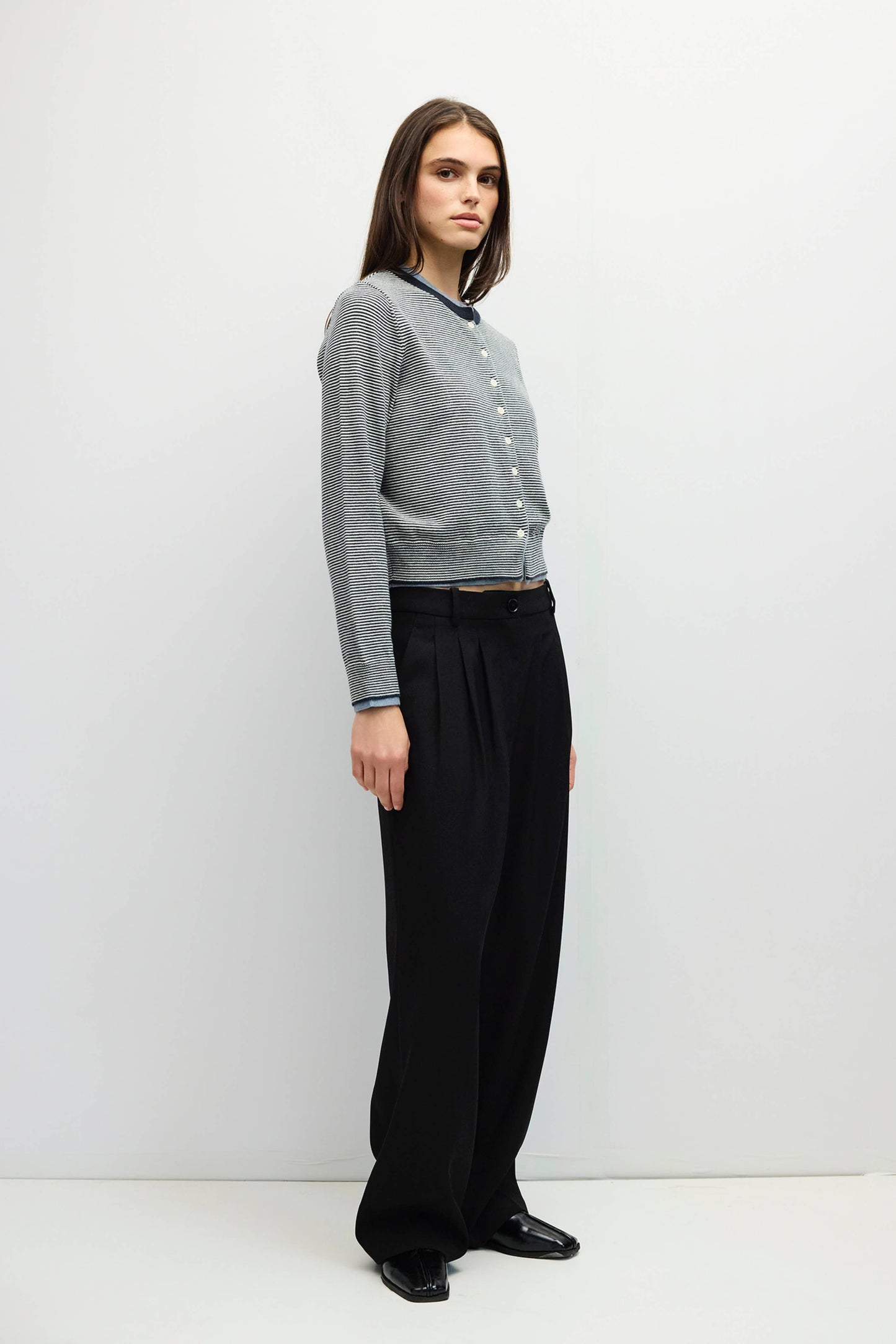 Striped Contrast Ribbing Cardigan