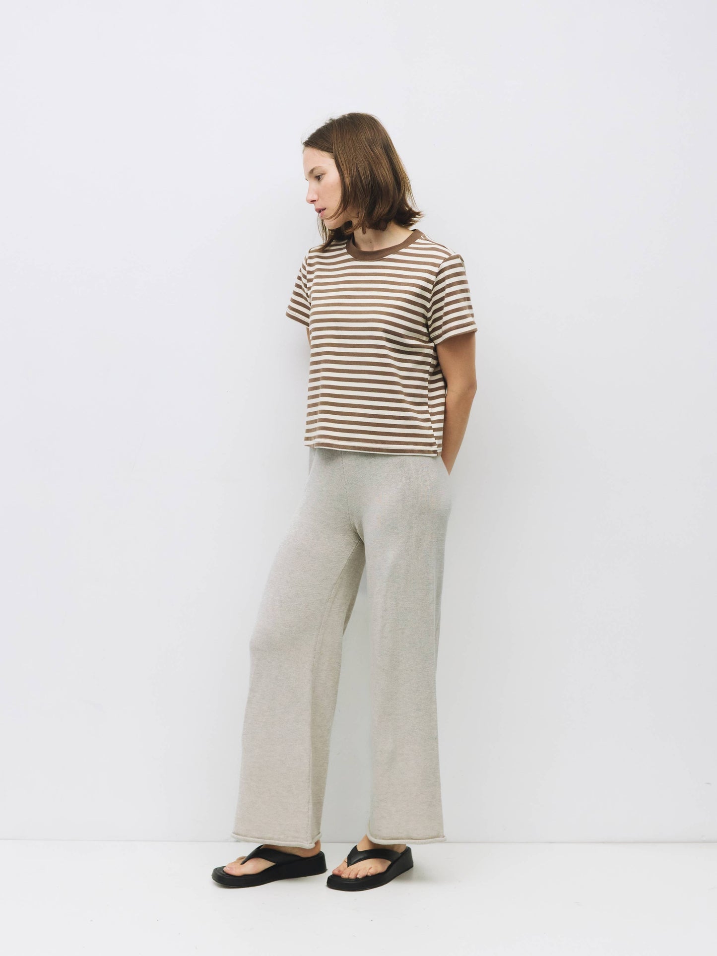 Striped Cotton Contrast Crewneck Tee