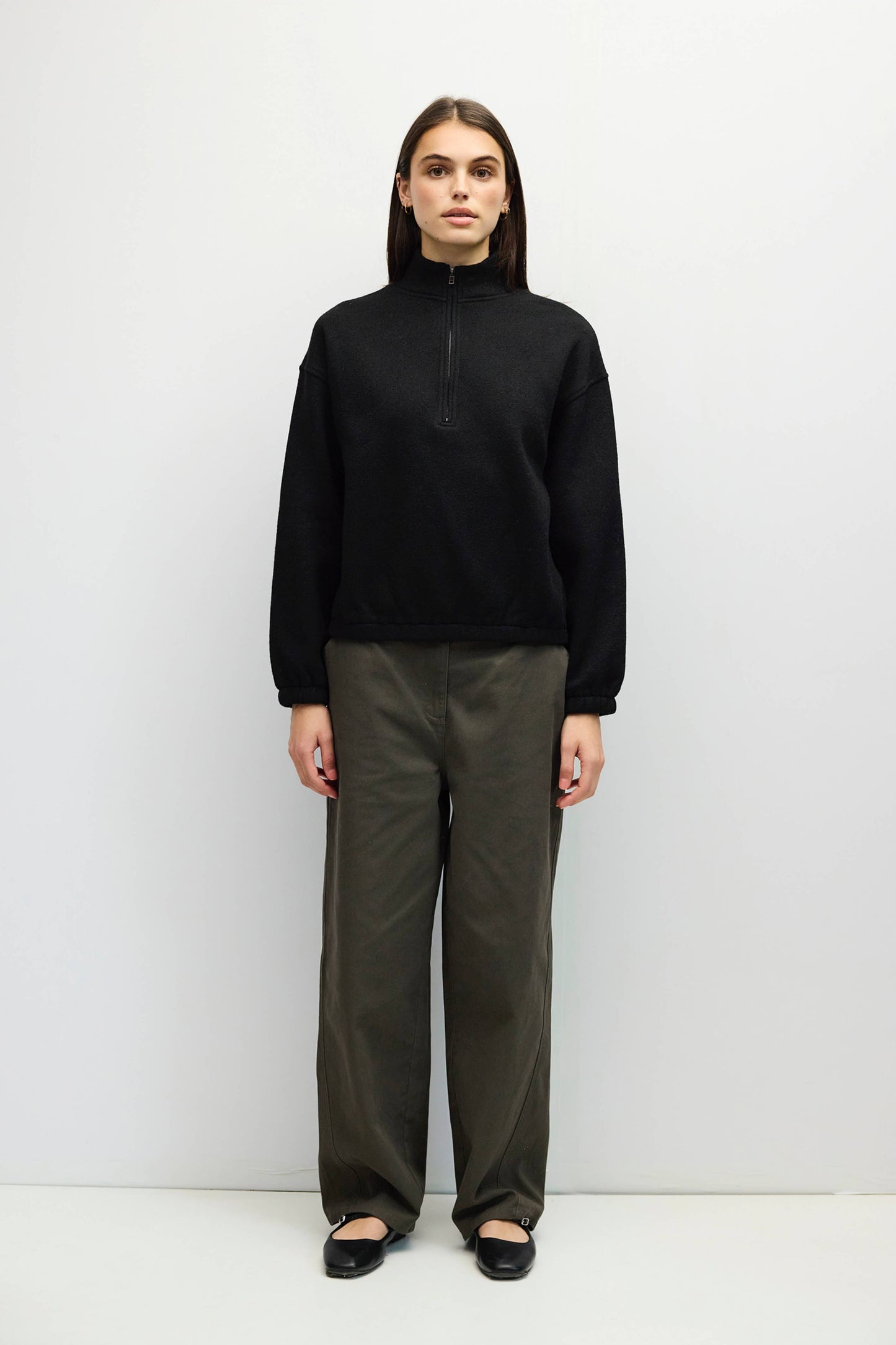 Black Quarter Zip Knit Pull Over