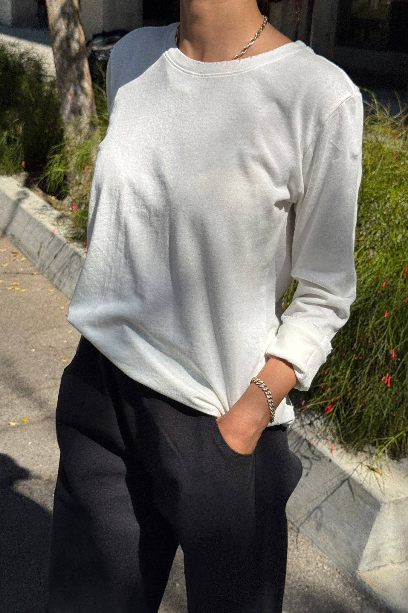 Vintage White Everyday Long Sleeve Tee