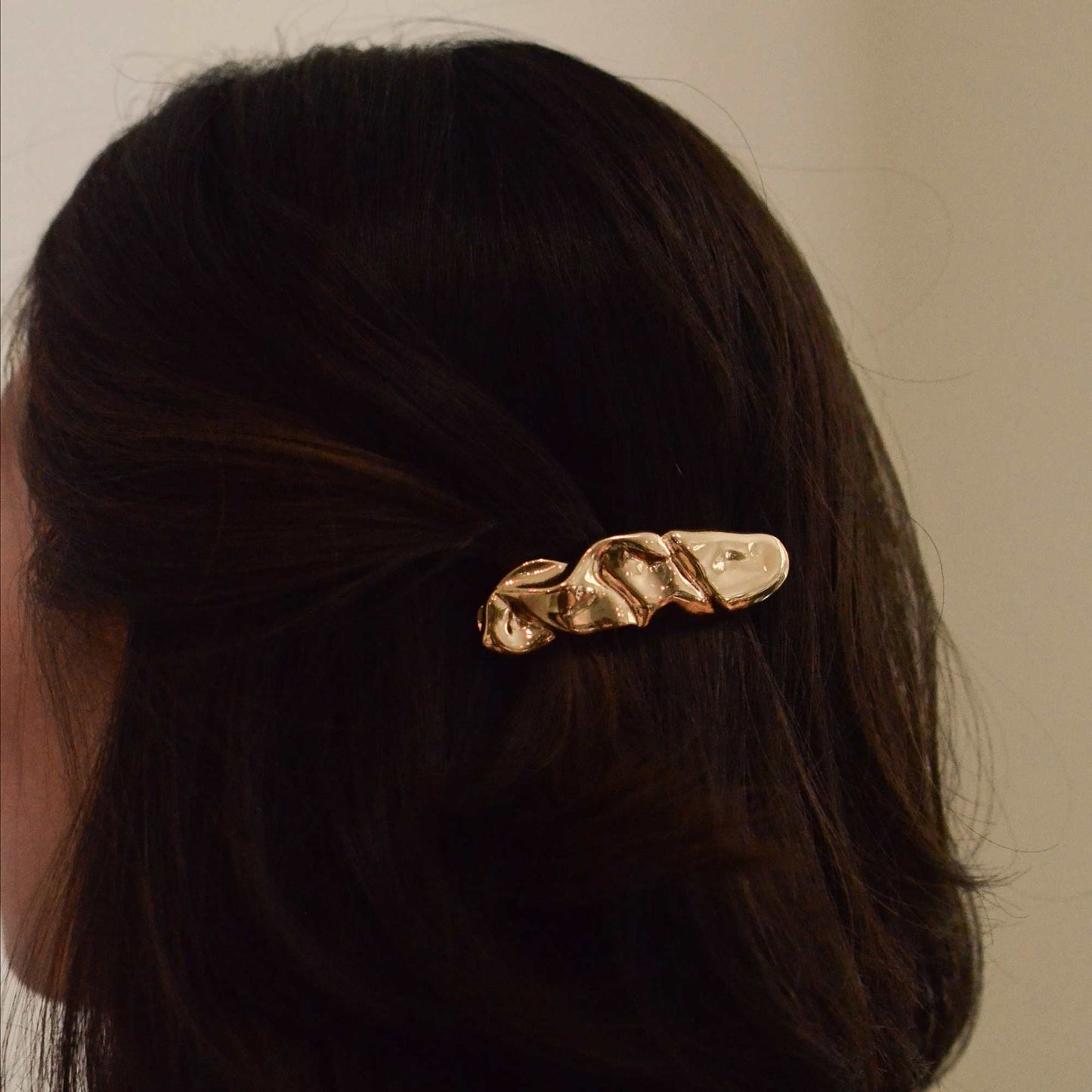 Gold Textured Metal Barrette Hair Clip