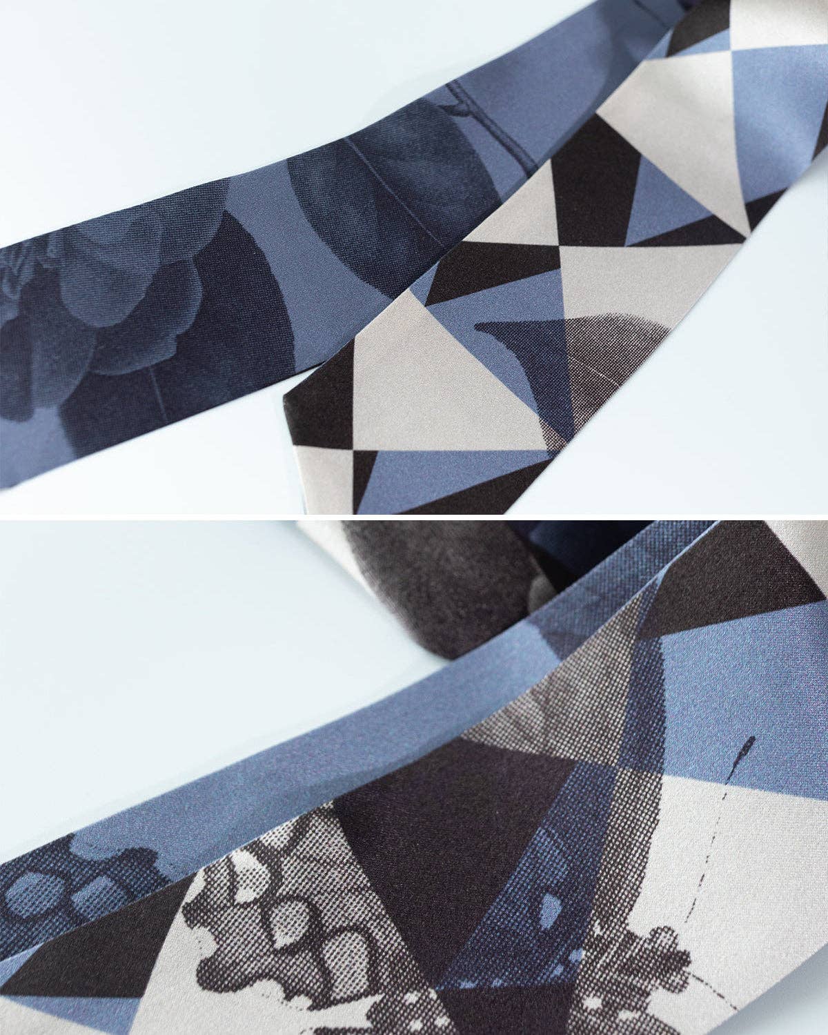 Blue Geometric Silk Scarf