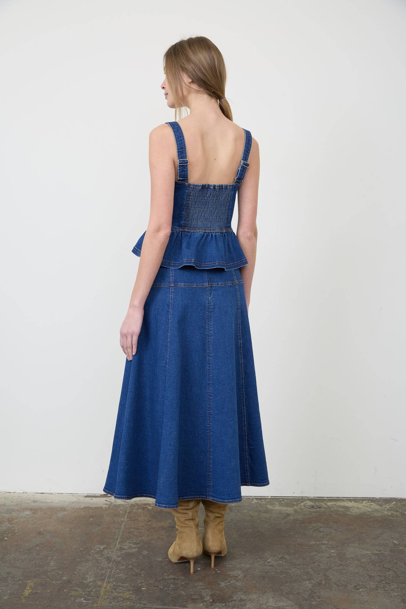 Denim Sleeveless Peplum Top