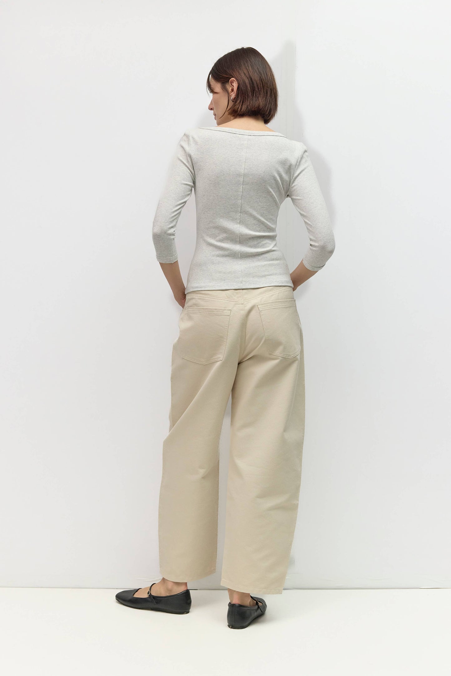 Ribbed Wide Neck Jersey Top