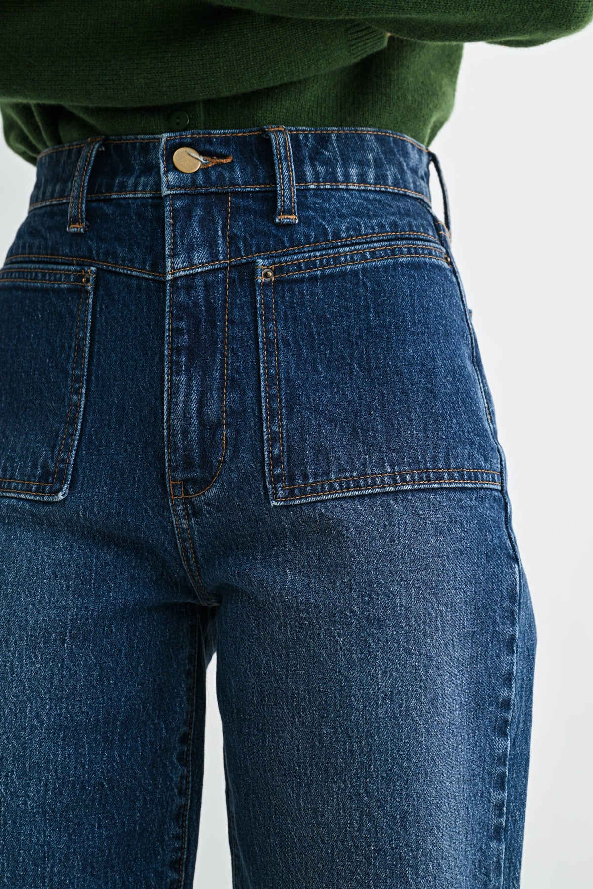 Dark Wash High Rise Square Pocket Jeans