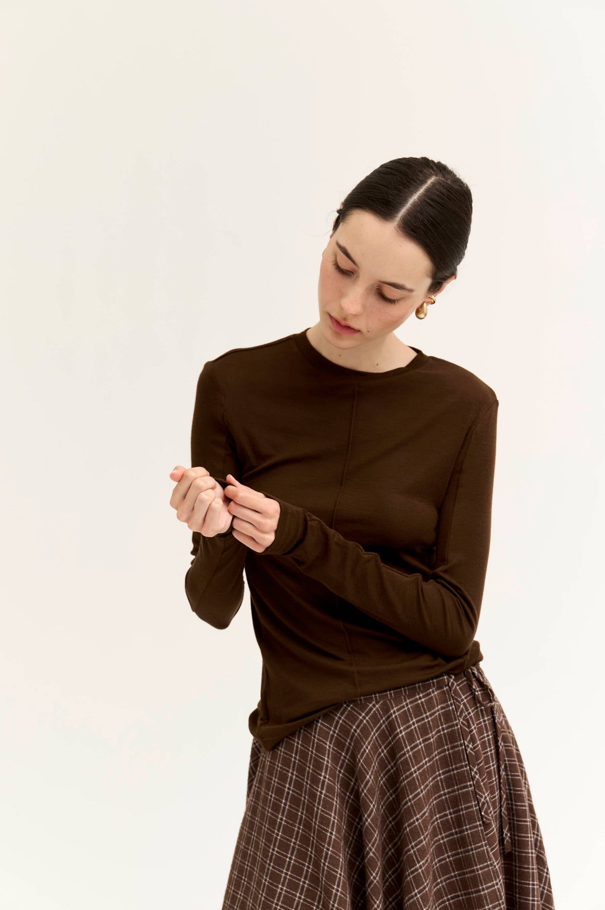 Fitted Seamed Long Sleeve Tee