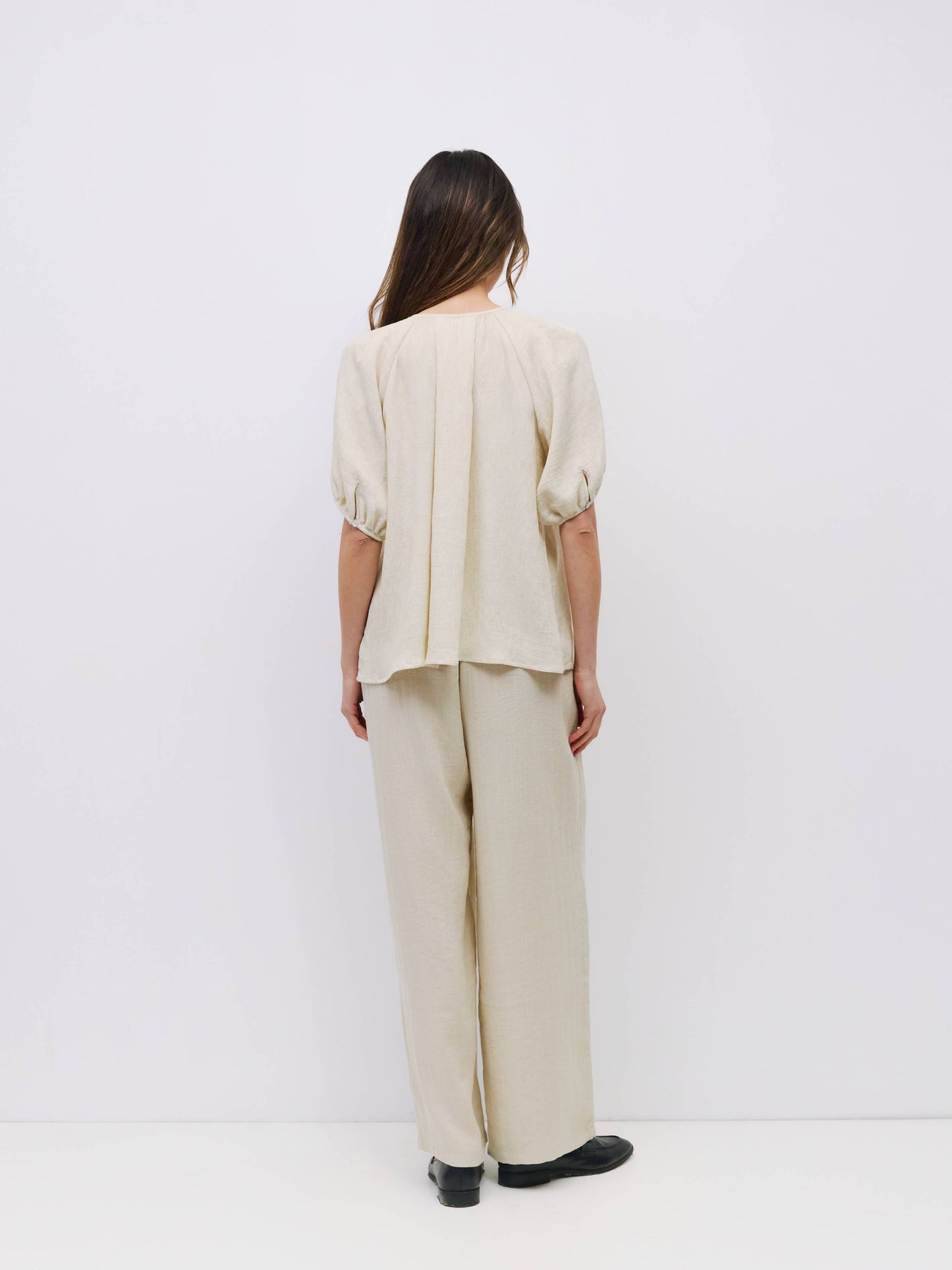 Pleated Half Button Blouse