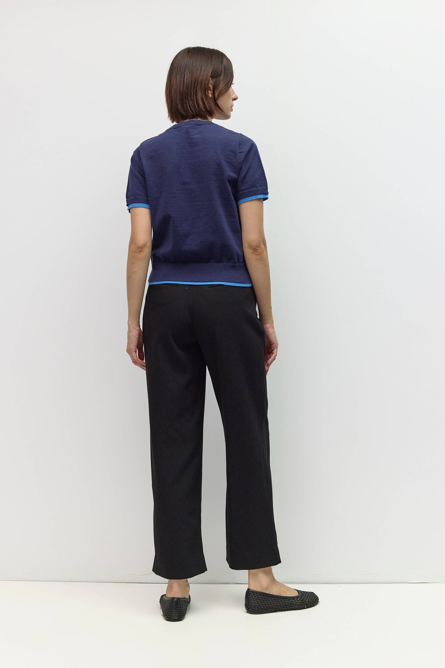 Knit Short Sleeve Contrast Top