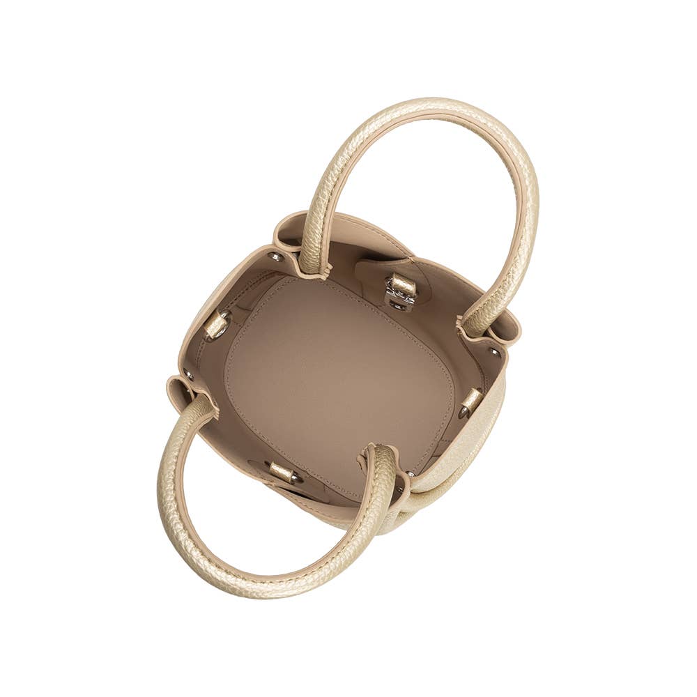 Tulip Mini Metallic Gold Top Handle Bag
