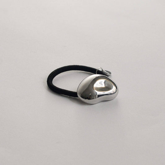 Silver Pebble-Shaped Metal Cuff Hair Tie
