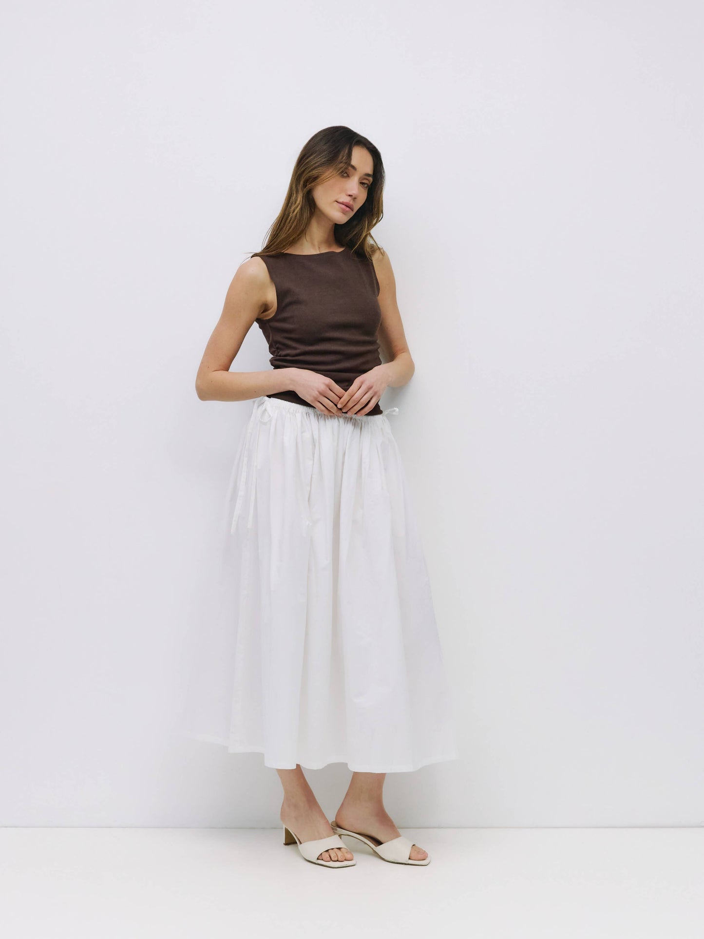 Boat Neck Ruched Knit Tank