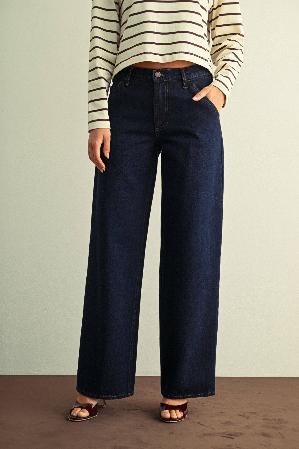 Dark Rinse Mid-Rise Trouser Jean