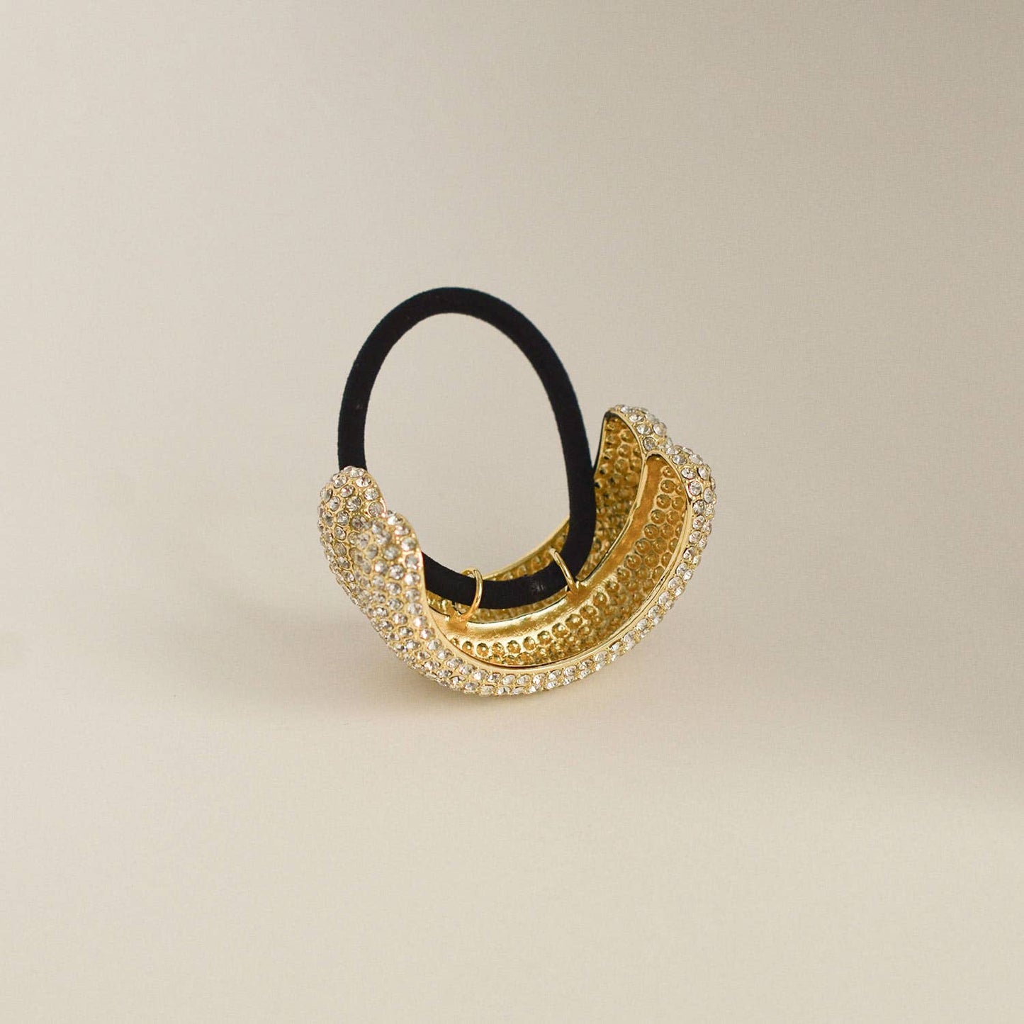 Gold Pavé Stone Double Cuff Hair Tie