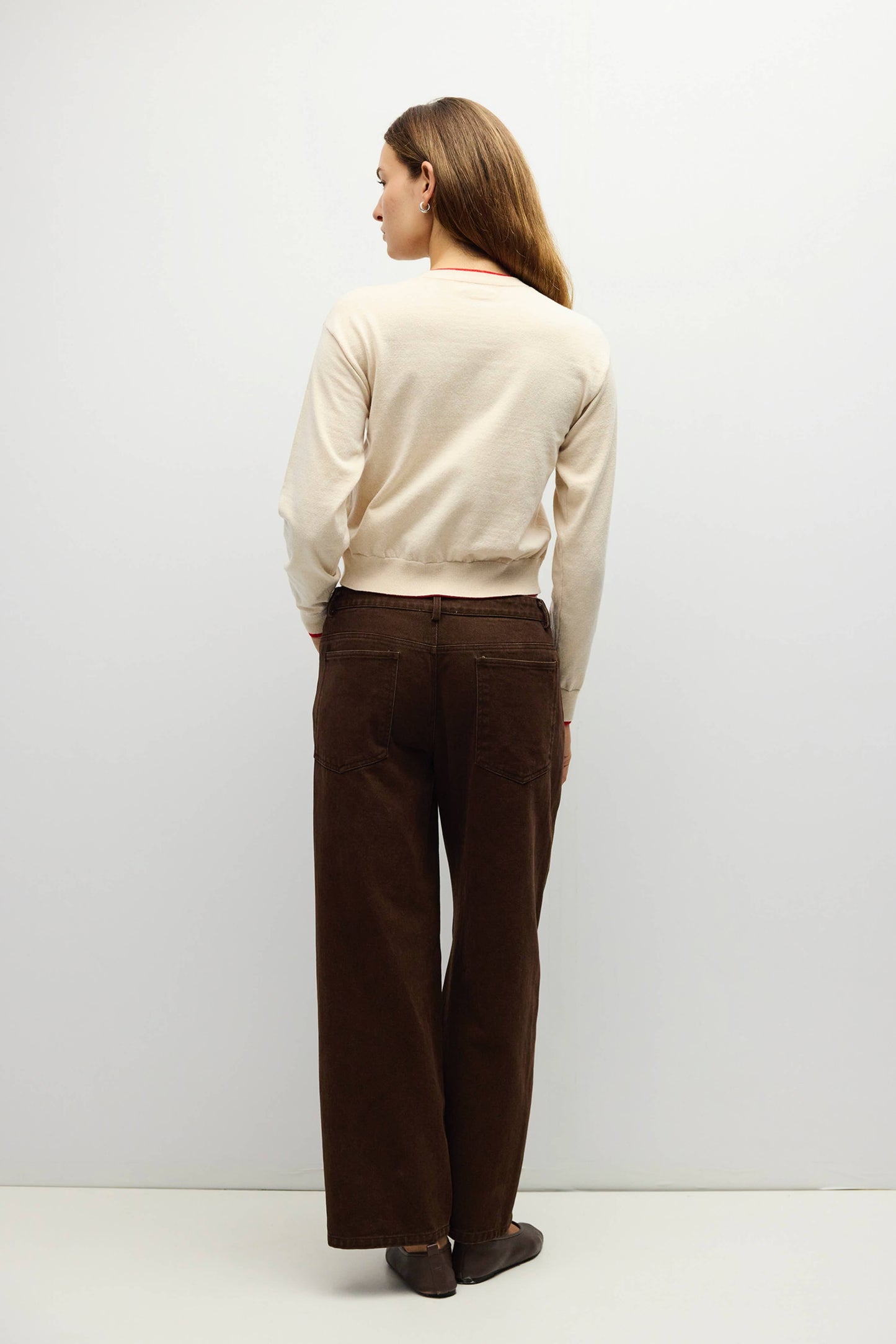 Contrast Trim Brown/Cream Cardigan