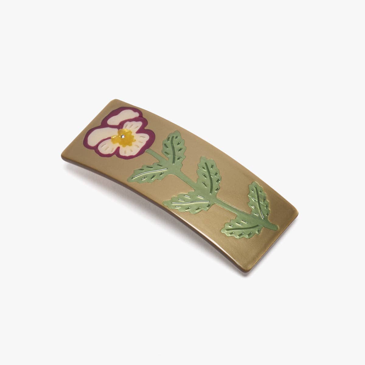 Gold Pansy Flower Acetate French Barrette Clip