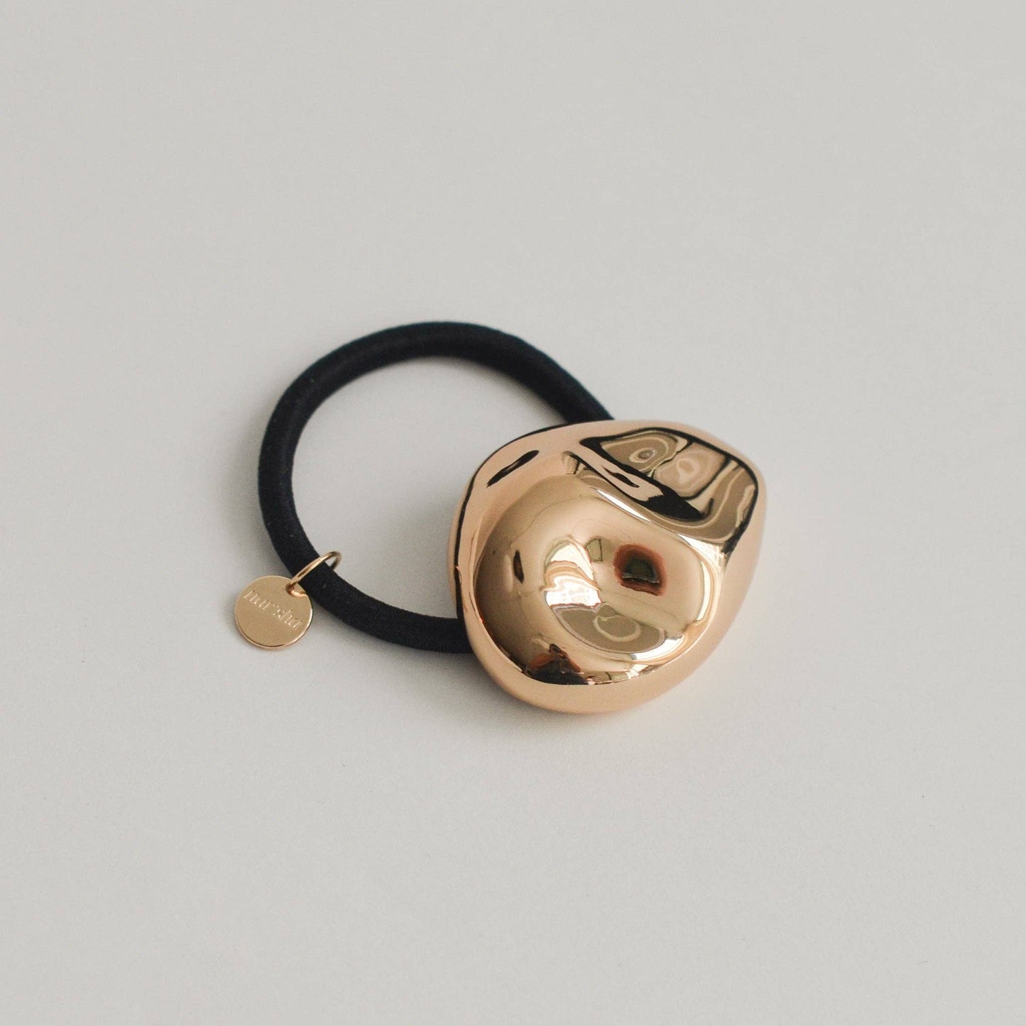 Large Gold Pebble-Shaped Metal Hair Tie