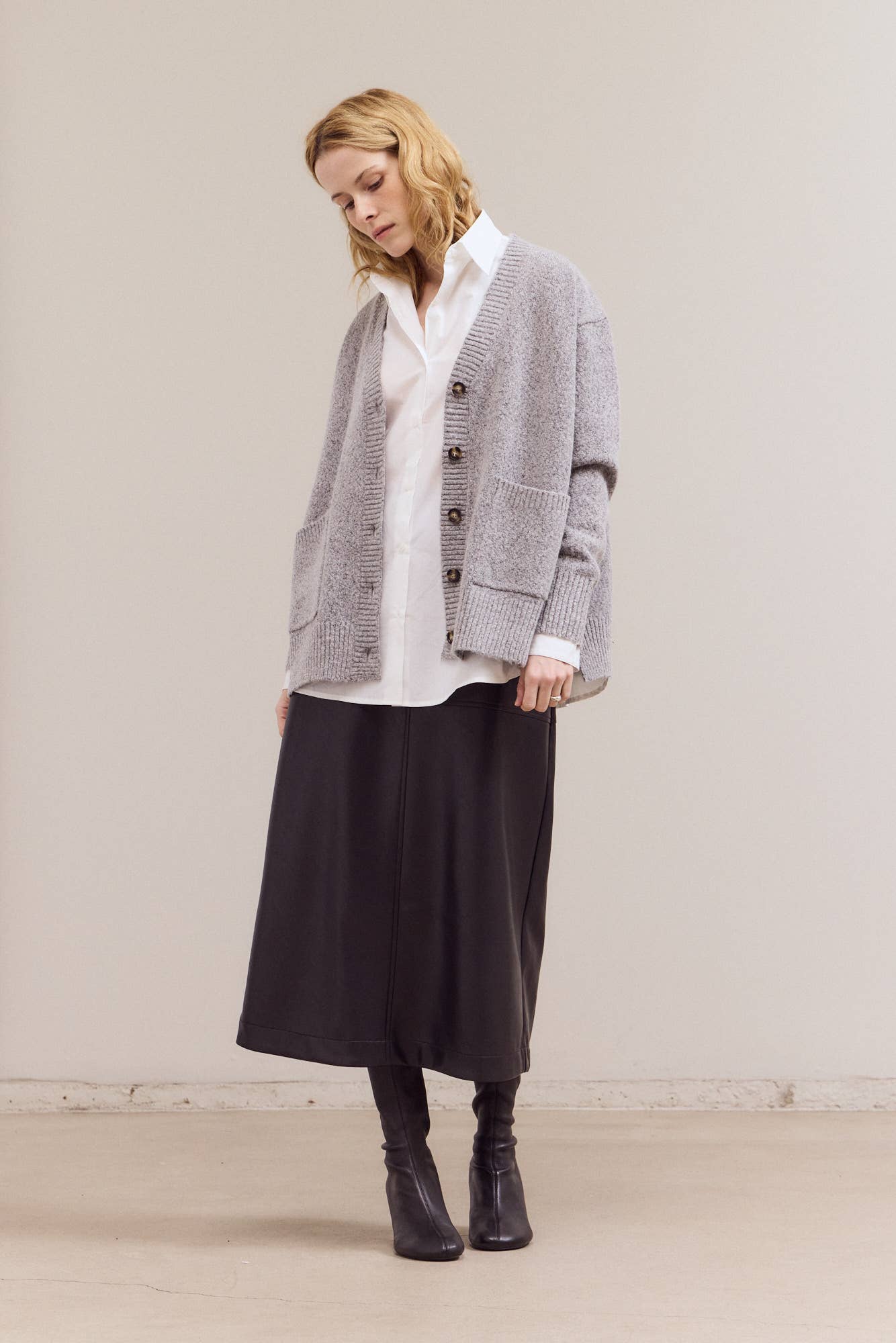 Oversized V-Neck Front Pocket Cardigan