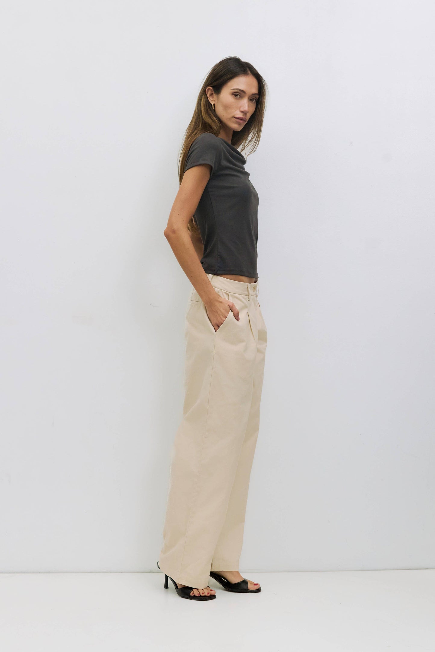 Draped Cowl Neck Knit Top