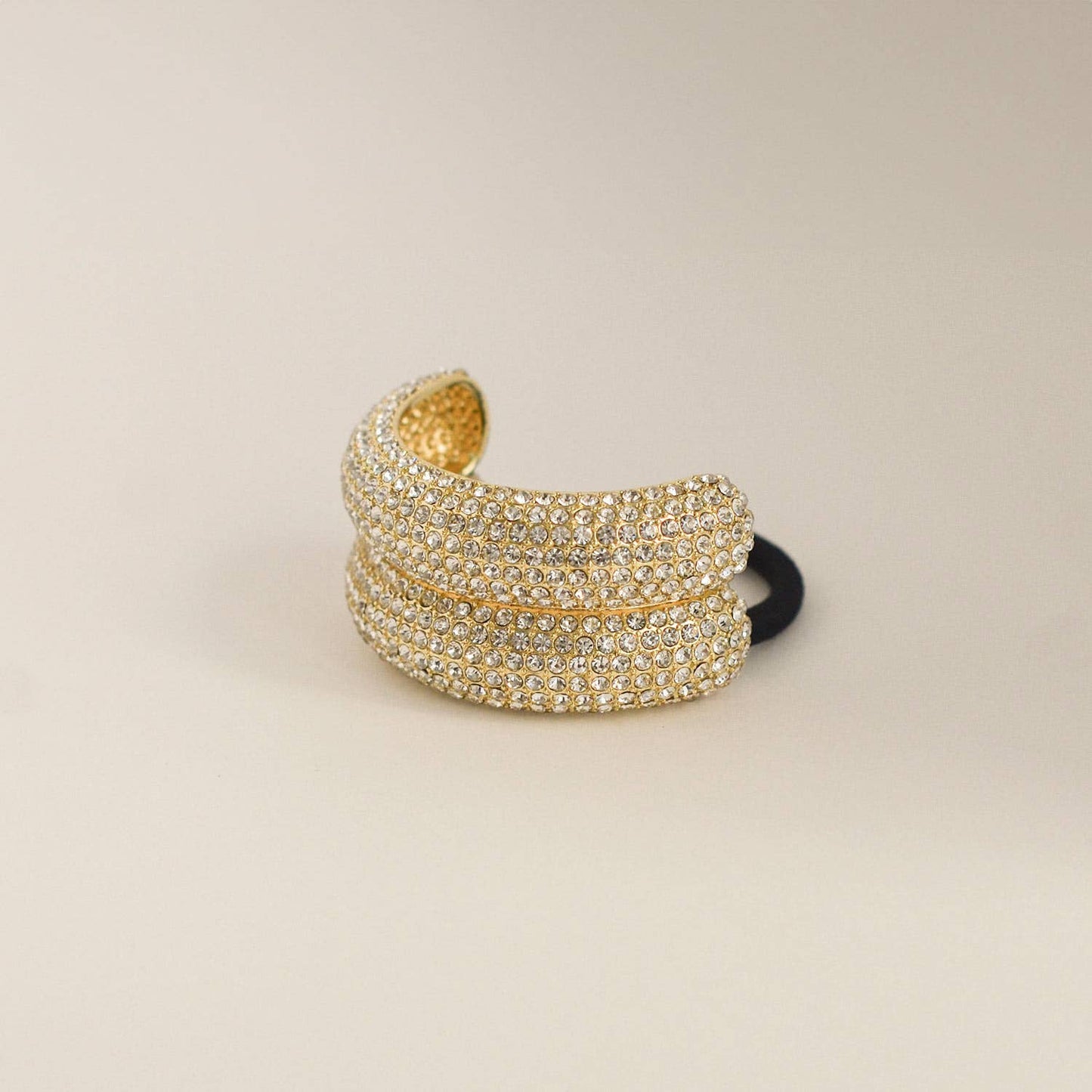 Gold Pavé Stone Double Cuff Hair Tie