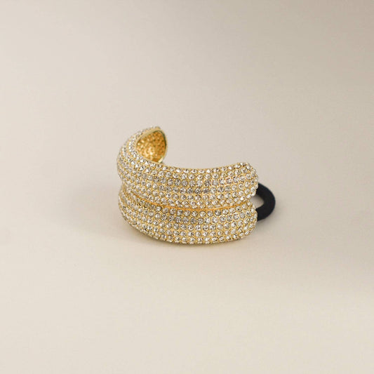 Gold Pavé Stone Double Cuff Hair Tie