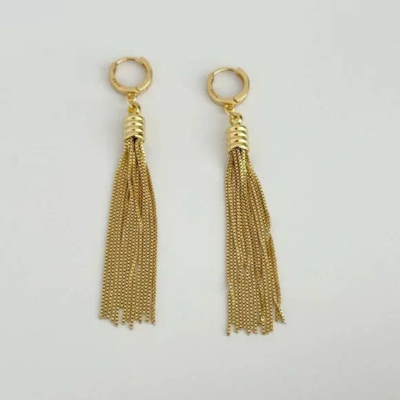 Gold Fringe Huggie Hoop Earrings