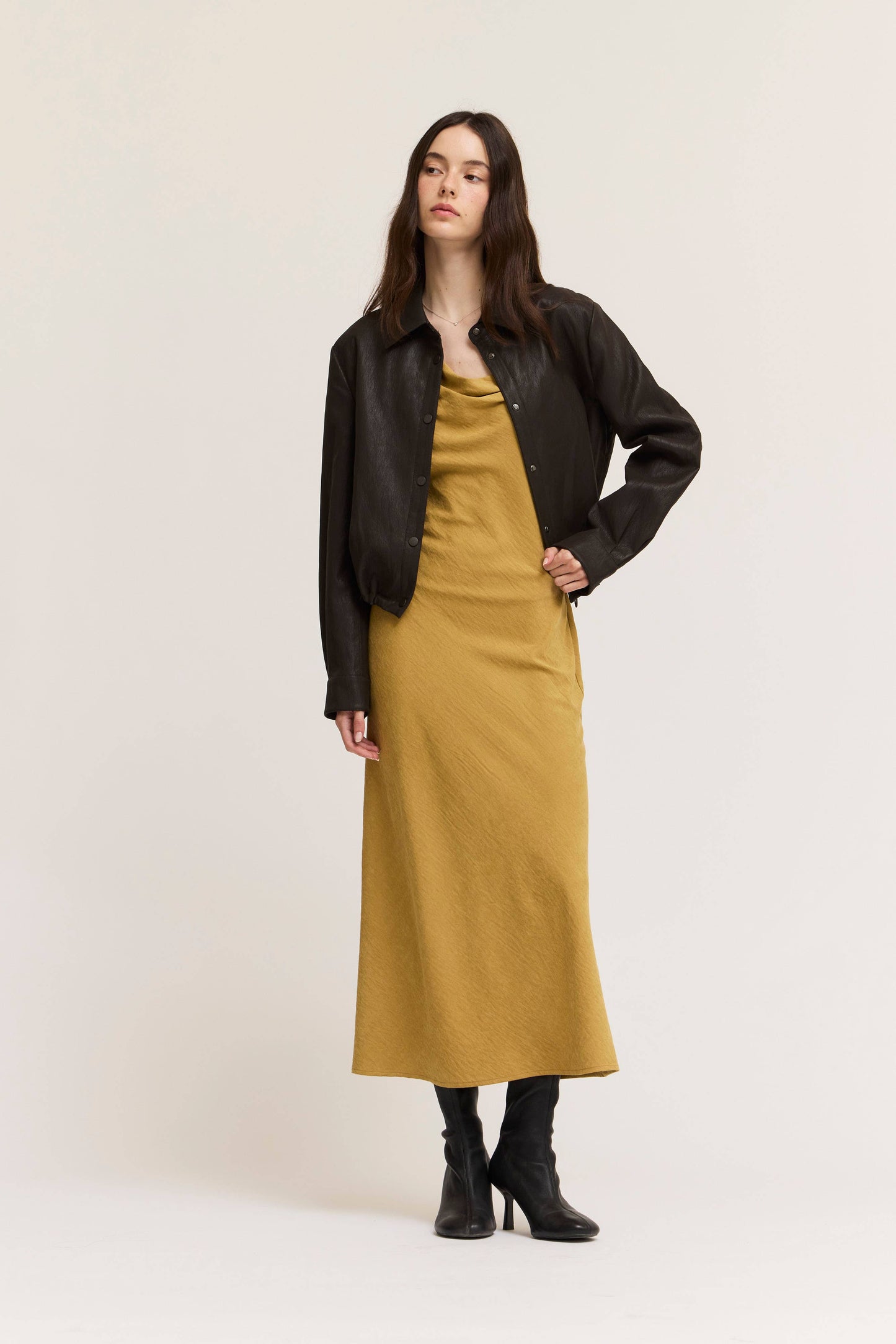 Vegan Leather Snap Button Jacket