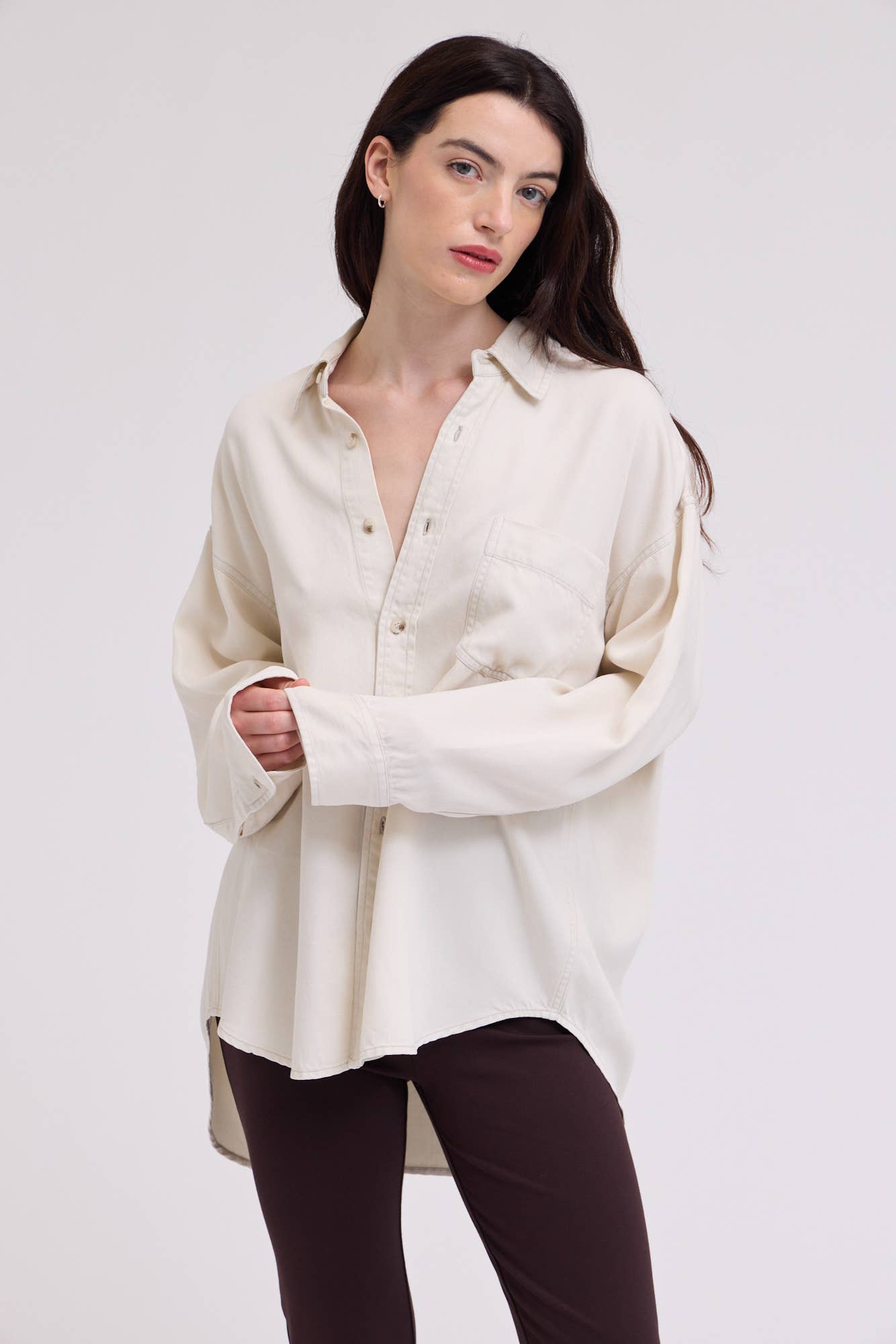Milk Tencel Button Down Shirt