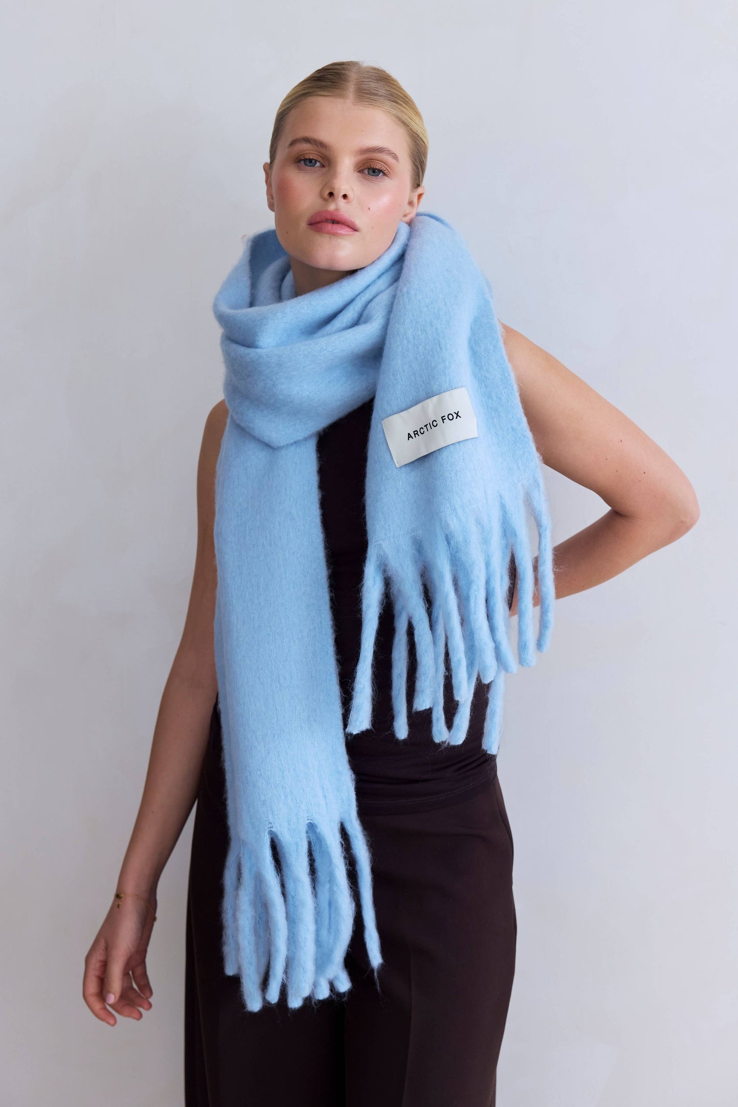 Glacier Blue Brushed Oversized Scarf