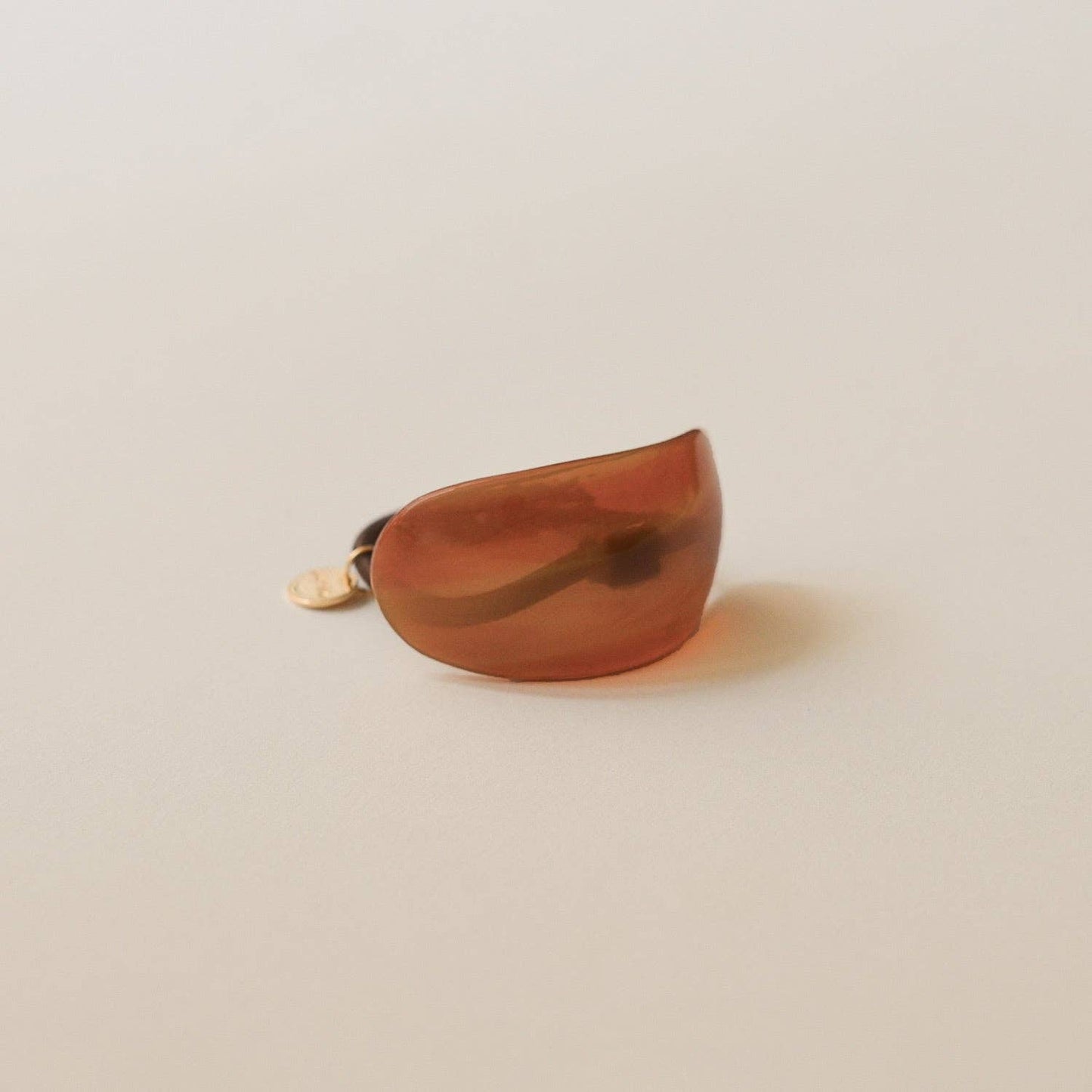 Brown Curved Oval Resin Ponytail Hair Tie