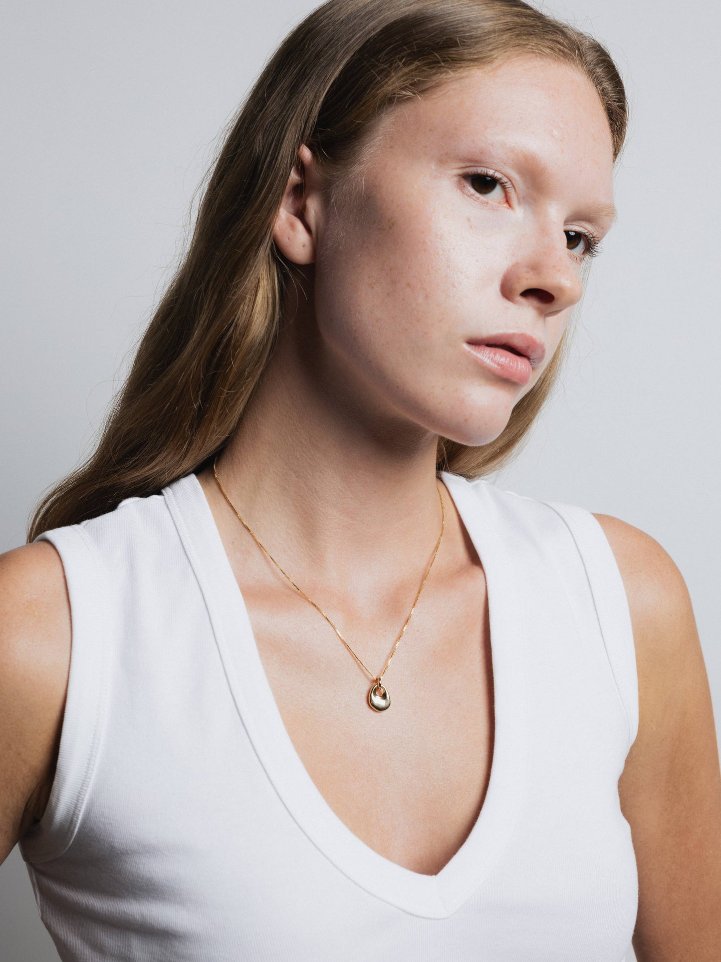 Gold Petal Charm Pendant Necklace