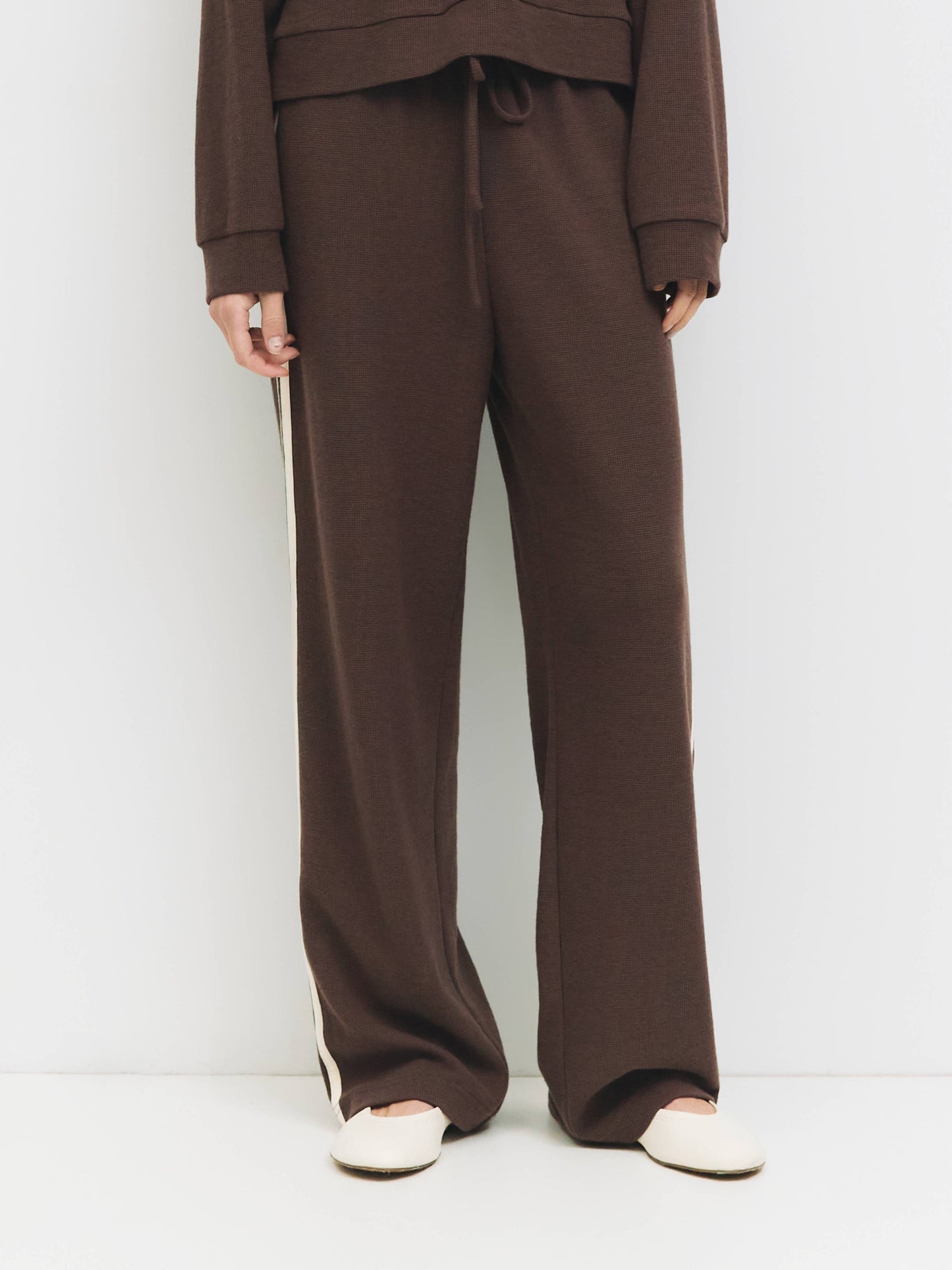 Thermal Waffle Knit Side Stripe Pant