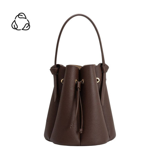 Chocolate Laguna Pleated Top Handle Bag